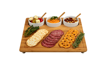 Bamboo Charcuterie Board with Serving Bowls 